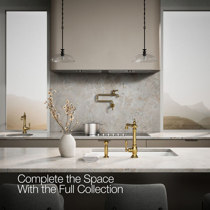 KOHLER K-99265 Artifacts Single-handle kitchen sink faucet with side sprayer, vibrant brushed moderne brass - view 4