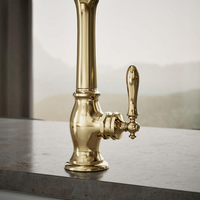 KOHLER K-99265 Artifacts Single-handle kitchen sink faucet with side sprayer, vibrant french gold - view 2