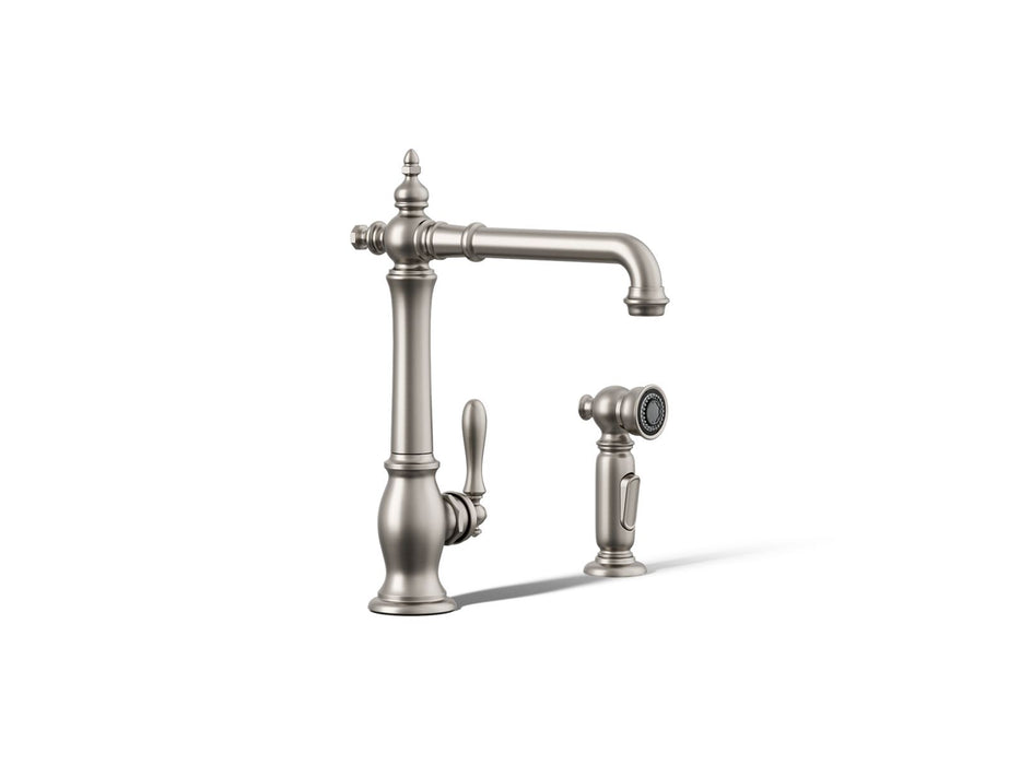 KOHLER K-99265 Artifacts Single-handle kitchen sink faucet with side sprayer