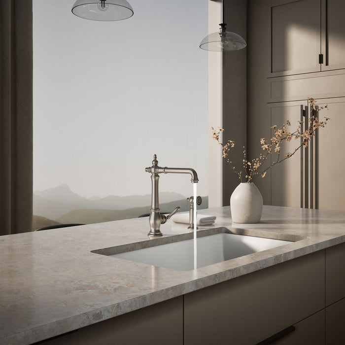 KOHLER K-99265 Artifacts Single-handle kitchen sink faucet with side sprayer