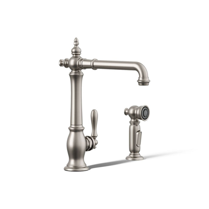 KOHLER K-99265 Artifacts Single-handle kitchen sink faucet with side sprayer