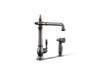 KOHLER K-99265 Artifacts Single-handle kitchen sink faucet with side sprayer, vibrant titanium