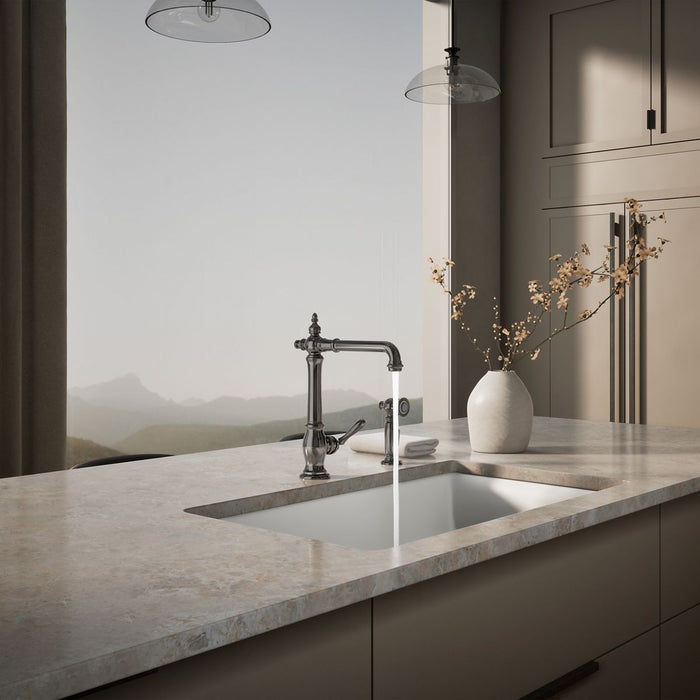 KOHLER K-99265 Artifacts Single-handle kitchen sink faucet with side sprayer