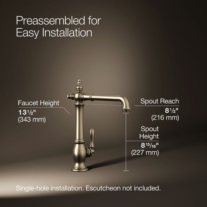 KOHLER K-99266 Artifacts Single-handle kitchen sink faucet, vibrant brushed bronze - view 2