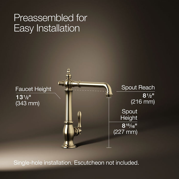 KOHLER K-99266 Artifacts Single-handle kitchen sink faucet, vibrant french gold - view 3