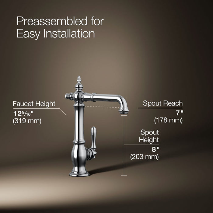 KOHLER K-99267 Artifacts Single-handle bar sink faucet, polished chrome - view 2
