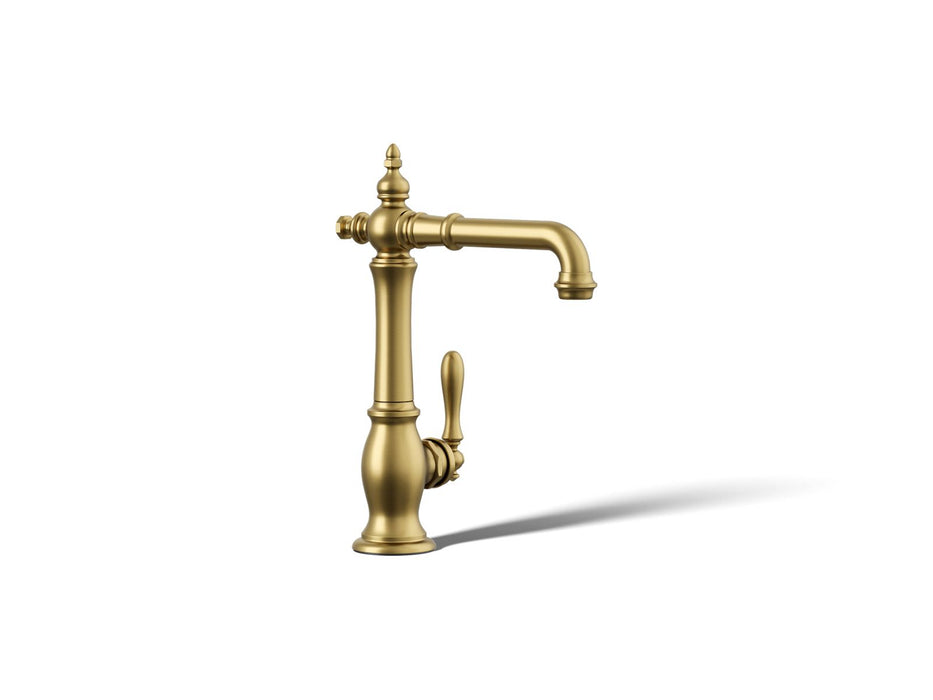 KOHLER K-99267 Artifacts Single-handle bar sink faucet, vibrant brushed moderne brass