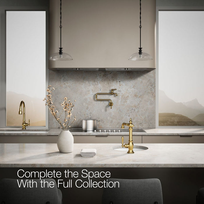 KOHLER K-99267 Artifacts Single-handle bar sink faucet, vibrant brushed moderne brass - view 2