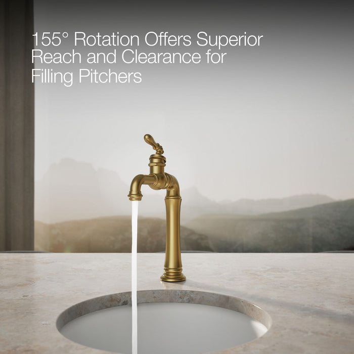 KOHLER K-99268 Artifacts Gentleman's Single-handle bar sink faucet, vibrant brushed moderne brass - view 3