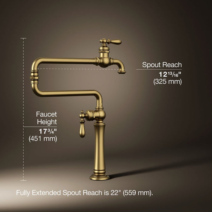 KOHLER K-99271 Artifacts Deck-mount pot filler, vibrant brushed moderne brass - view 4