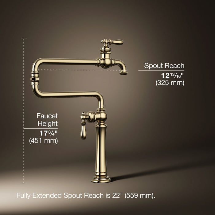 KOHLER K-99271 Artifacts Deck-mount pot filler, vibrant french gold - view 4