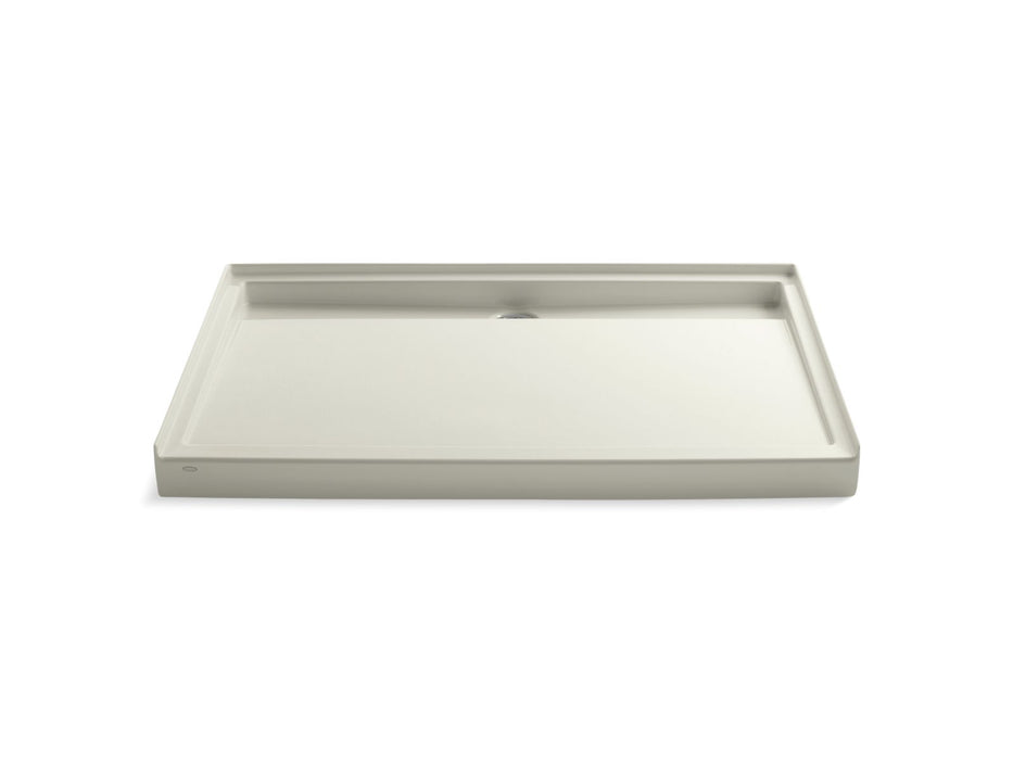 KOHLER K-9996 Groove 60" x 42" alcove shower base, rear center drain, biscuit