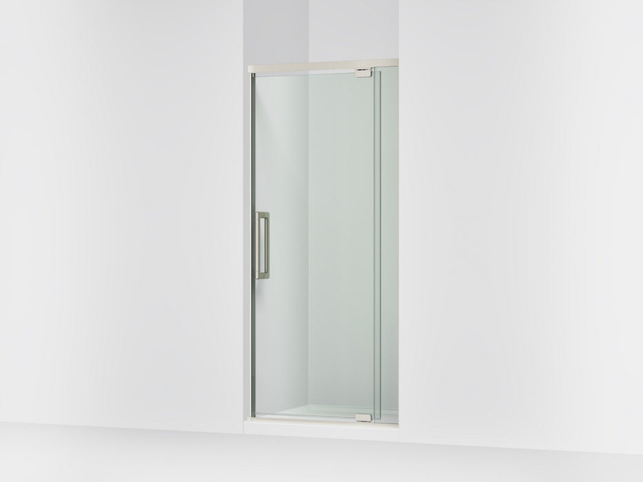 KOHLER K-CA37593-8L Statement 76" H pivot shower door with 5/16"-thick glass, anodized brushed nickel
