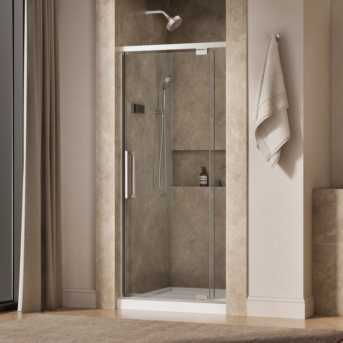 KOHLER K-CA37593-8L Statement 76" H pivot shower door with 5/16"-thick glass, bright polished silver - view 2