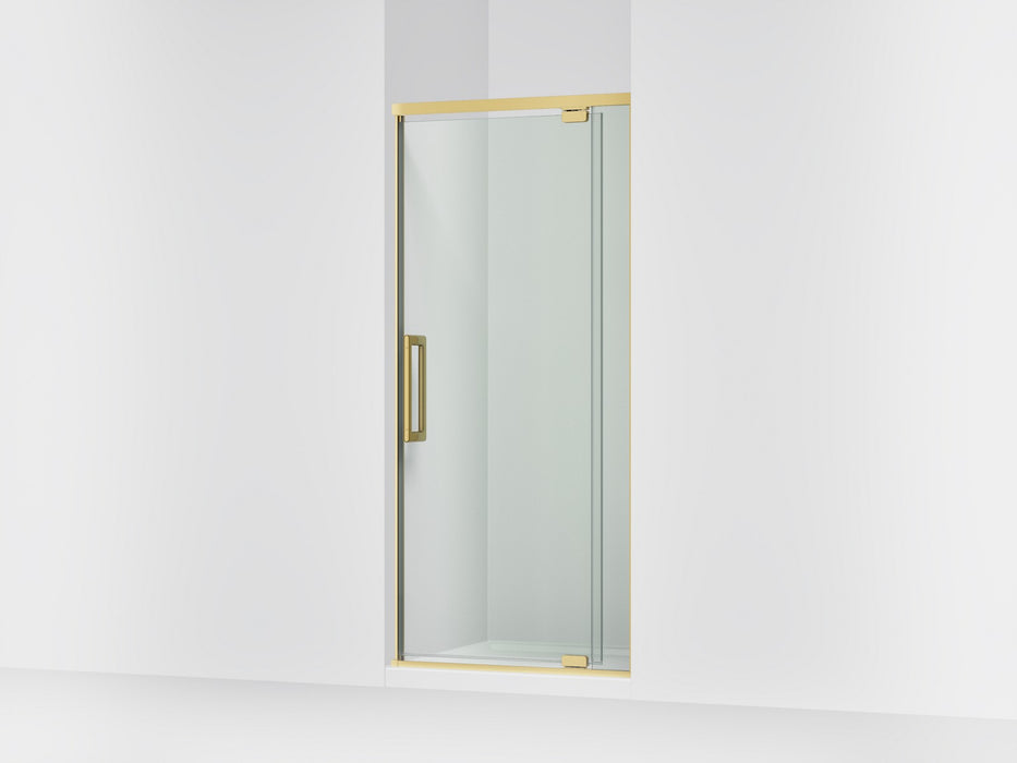 KOHLER K-CA37593-8L Statement 76" H pivot shower door with 5/16"-thick glass, vibrant brushed moderne brass