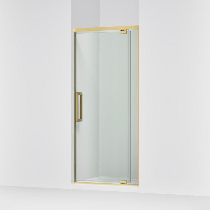 KOHLER K-CA37593-8L Statement 76" H pivot shower door with 5/16"-thick glass, vibrant brushed moderne brass - view 4