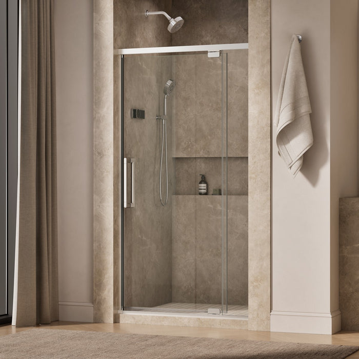 KOHLER K-CA37594-8L Statement 76" H pivot shower door with 5/16"-thick glass, bright polished silver - view 2