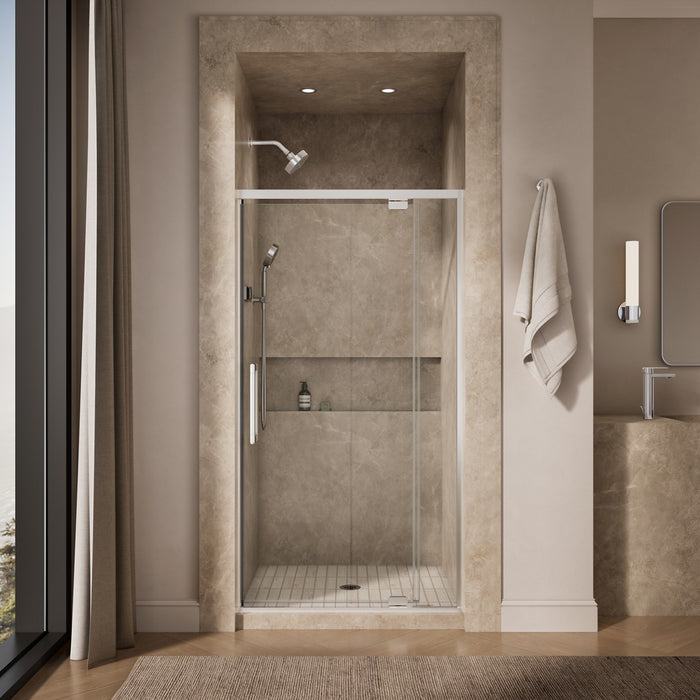KOHLER K-CA37594-8L Statement 76" H pivot shower door with 5/16"-thick glass, bright polished silver - view 3