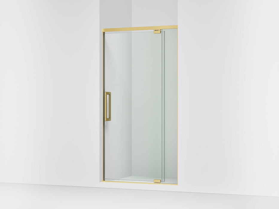 KOHLER K-CA37594-8L Statement 76" H pivot shower door with 5/16"-thick glass, vibrant brushed moderne brass