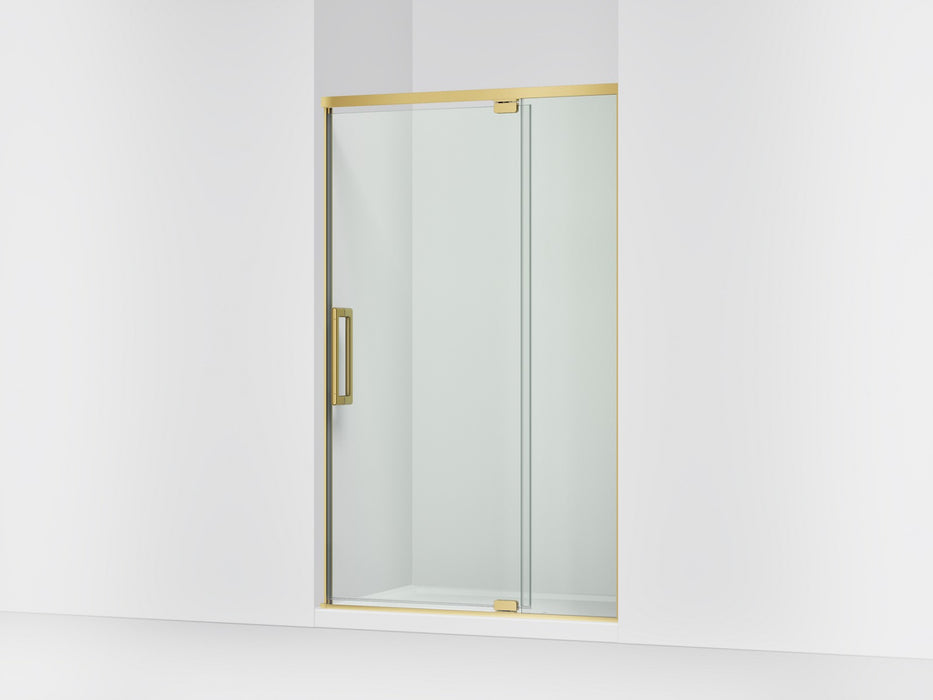 KOHLER K-CA37595-8L Statement 76" H pivot shower door with 5/16"-thick glass, vibrant brushed moderne brass