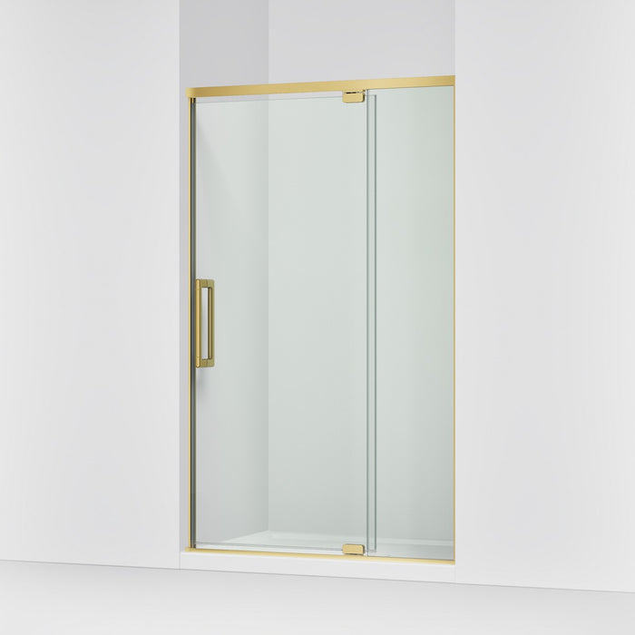 KOHLER K-CA37595-8L Statement 76" H pivot shower door with 5/16"-thick glass, vibrant brushed moderne brass - view 4