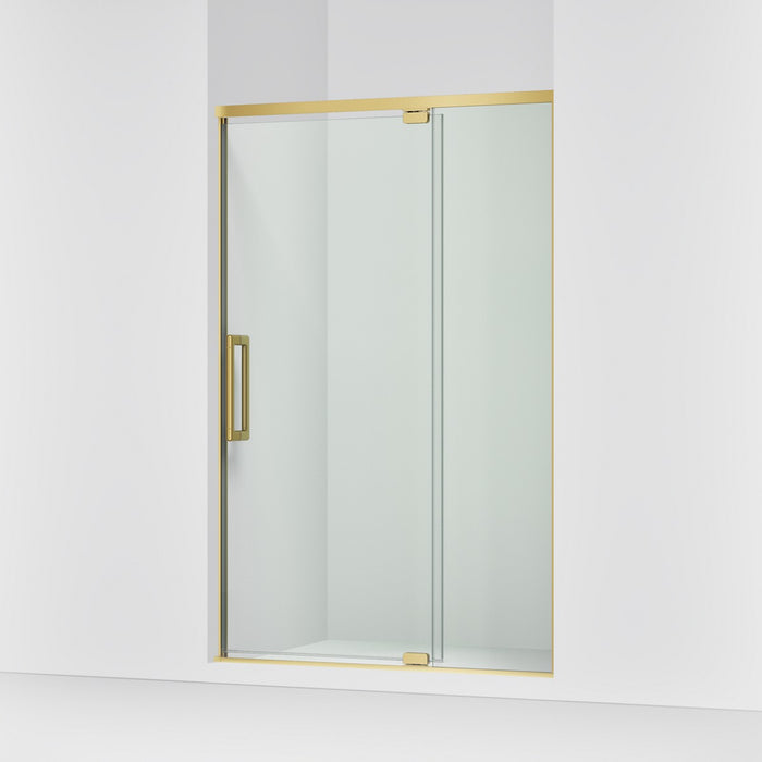 KOHLER K-CA37596-8L Statement 76" H pivot shower door with 5/16"-thick glass, vibrant brushed moderne brass - view 4