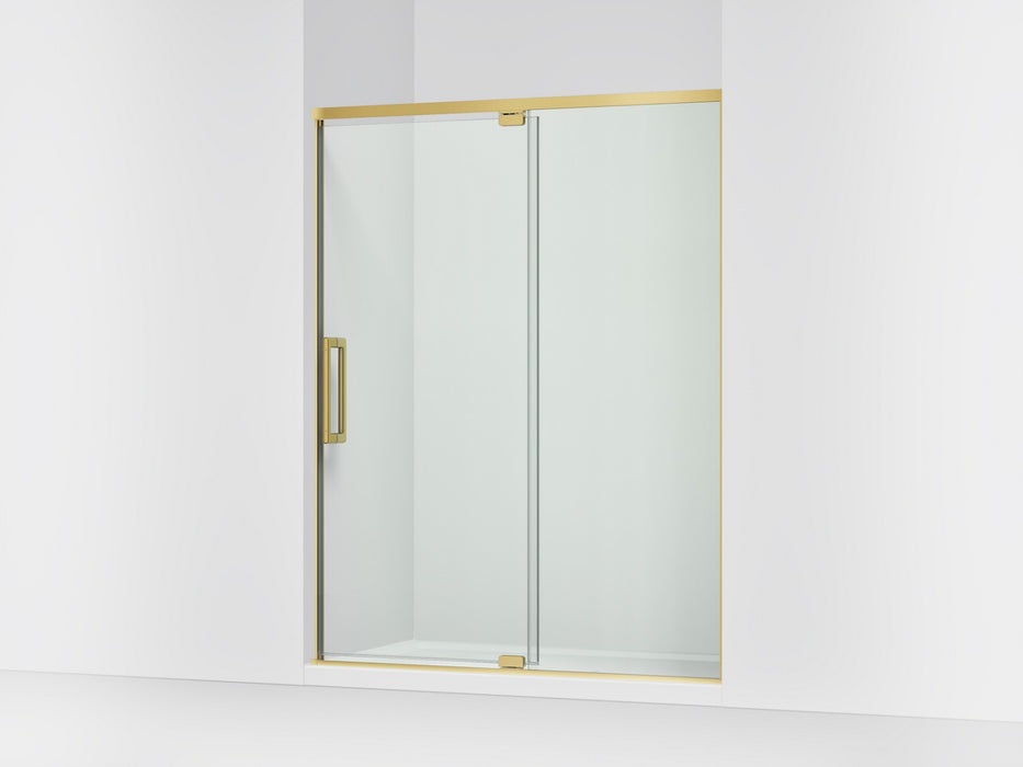 KOHLER K-CA37597-8L Statement 76" H pivot shower door with 5/16"-thick glass, vibrant brushed moderne brass