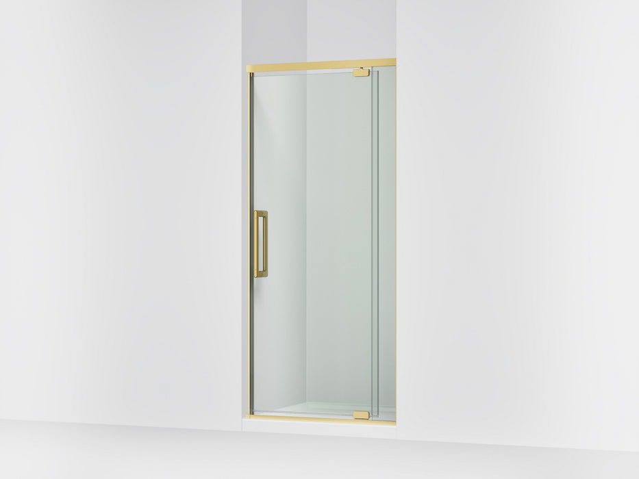 KOHLER K-CA37598-8L Statement 76" H pivot shower door with 5/16"-thick glass, vibrant brushed moderne brass
