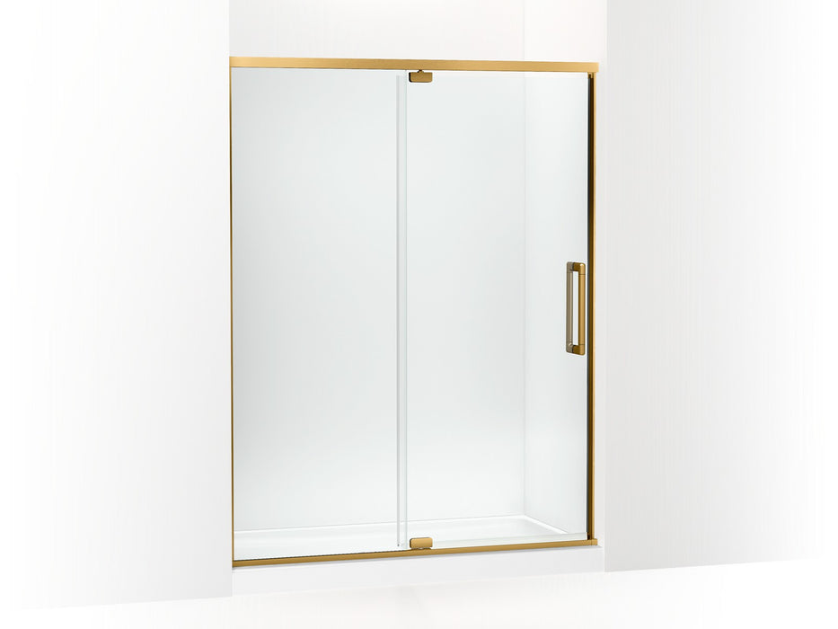 KOHLER K-CA37600-8L Statement 76" H pivot shower door with 5/16"-thick glass, vibrant brushed moderne brass