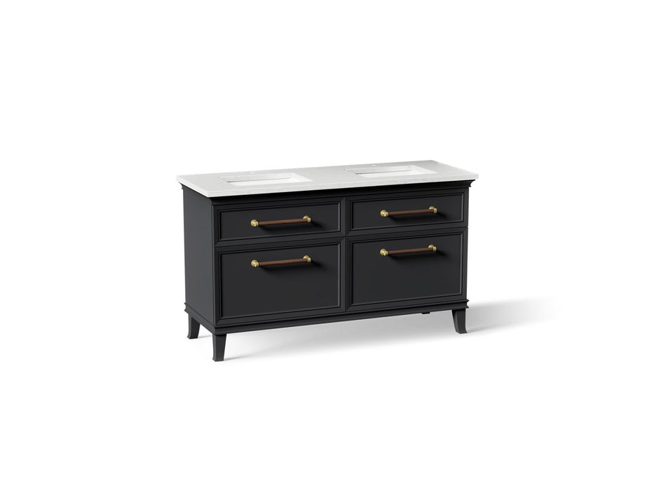 KOHLER K-CM33560-BD1 Artifacts 60" bathroom vanity cabinet with sinks and quartz top, slate grey