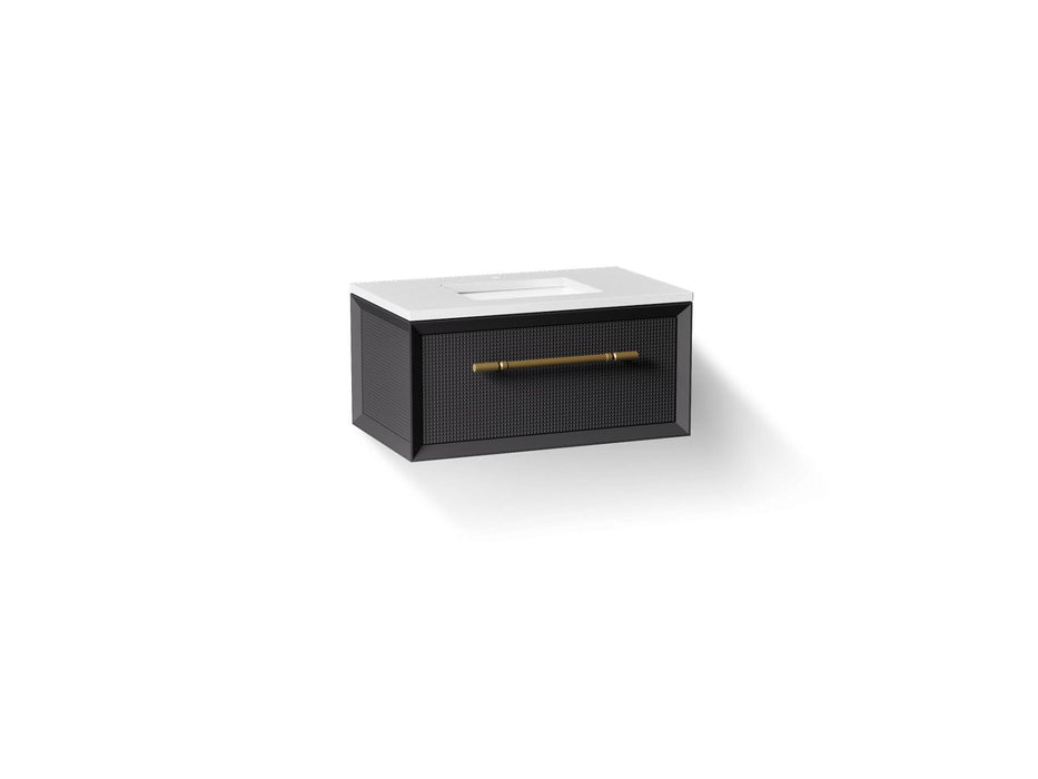 KOHLER K-CM33562-BD1 Enivo 36" wall-hung bathroom vanity cabinet with sink and quartz top, gloss black