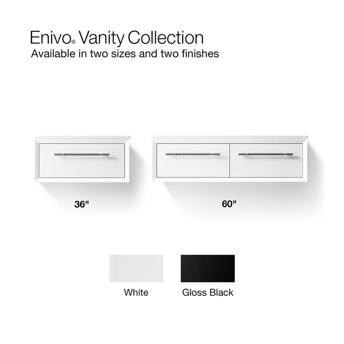 KOHLER K-CM33562-BD1 Enivo 36" wall-hung bathroom vanity cabinet with sink and quartz top, gloss black - view 2