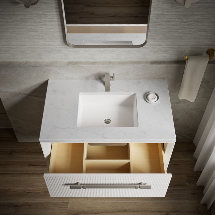 KOHLER K-CM33562-BD1 Enivo 36" wall-hung bathroom vanity cabinet with sink and quartz top, white - view 3