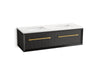 KOHLER K-CM33563-BD11 Enivo 60" Wall-hung Bathroom Vanity Cabinet with Sinks and Quartz Top, Gloss Black - 3/4 view of produc