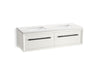 KOHLER K-CM33563-BD11 Enivo 60" Wall-hung Bathroom Vanity Cabinet with Sinks and Quartz Top, White - 3/4 view of product