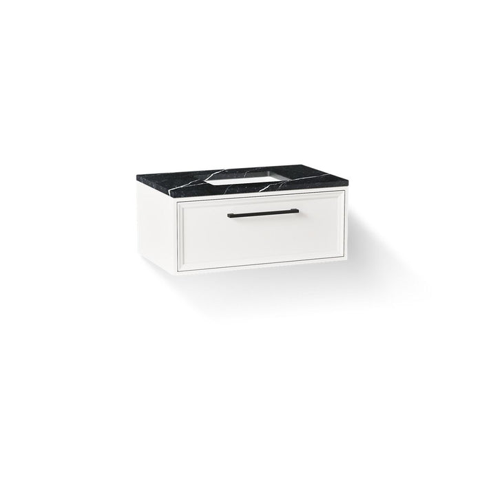 KOHLER K-CM33566-BD22 Lodern 36" Wall-hung Bathroom Vanity Cabinet with Sink and Quartz Top, Linen White - 3/4 view of produc