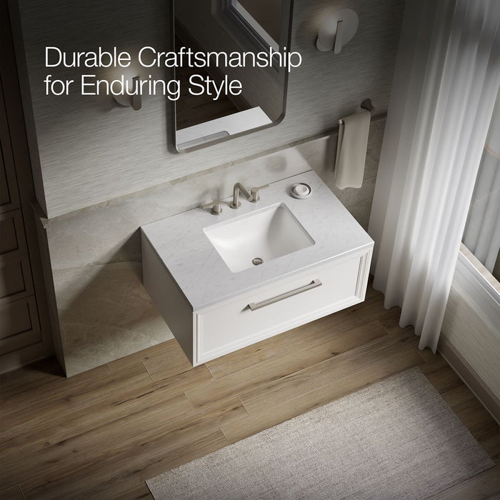 KOHLER K-CM33566-BD1 Lodern 36" wall-hung bathroom vanity cabinet with sink and quartz top, linen white - view 3