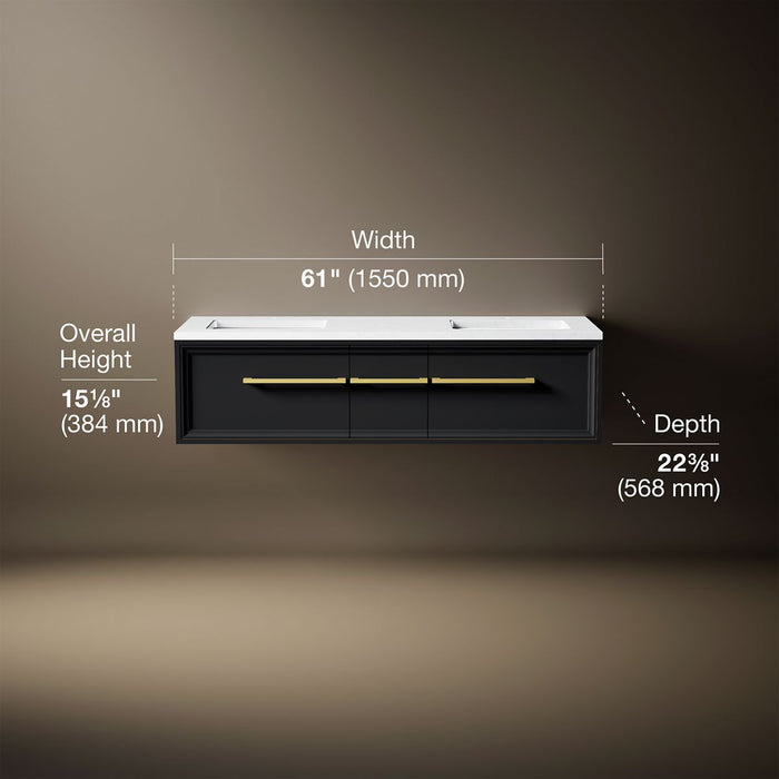 3/4 view of product with dimensions