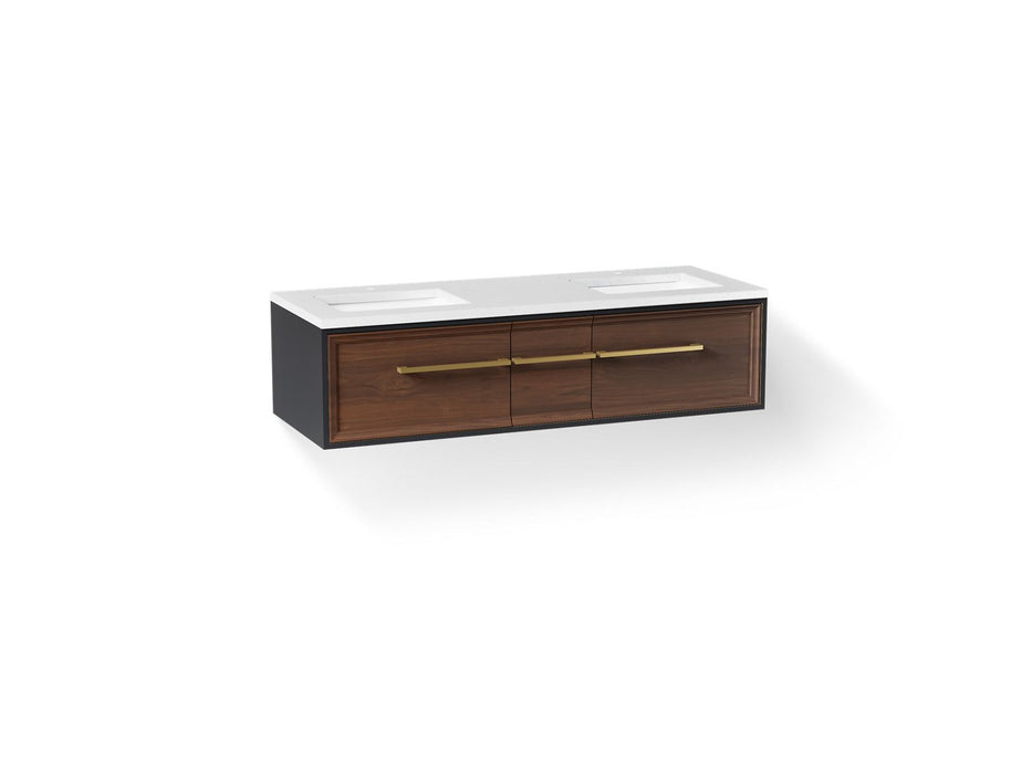 KOHLER K-CM33567-BD1 Lodern 60" wall-hung bathroom vanity cabinet with sinks and quartz top, slate grey