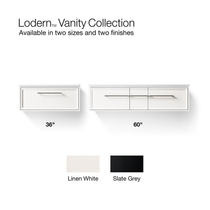 KOHLER K-CM33567-BD1 Lodern 60" wall-hung bathroom vanity cabinet with sinks and quartz top, slate grey - view 2
