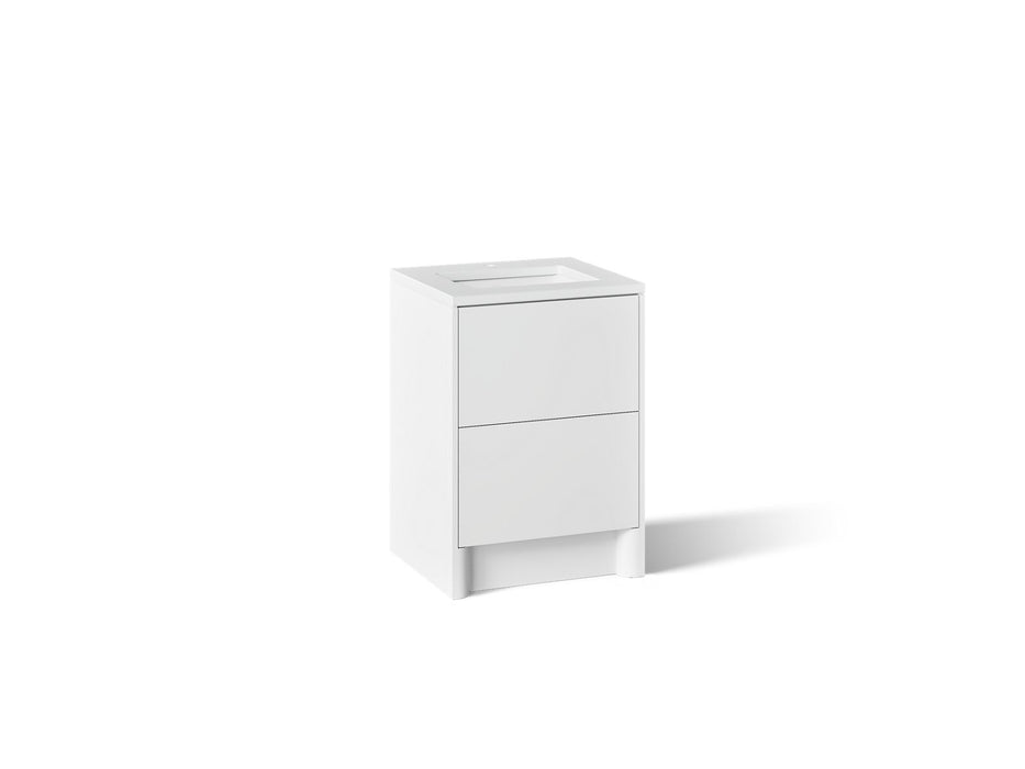 KOHLER K-CM39265-BD1 Statement 24" Bathroom Vanity Set with Sink and Quartz Top, White - 3/4 view of product