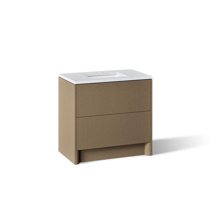 KOHLER K-CM39267-BD1 Statement 36" Bathroom Vanity Set with Sink and Quartz Top, Pale Oak - 3/4 view of product