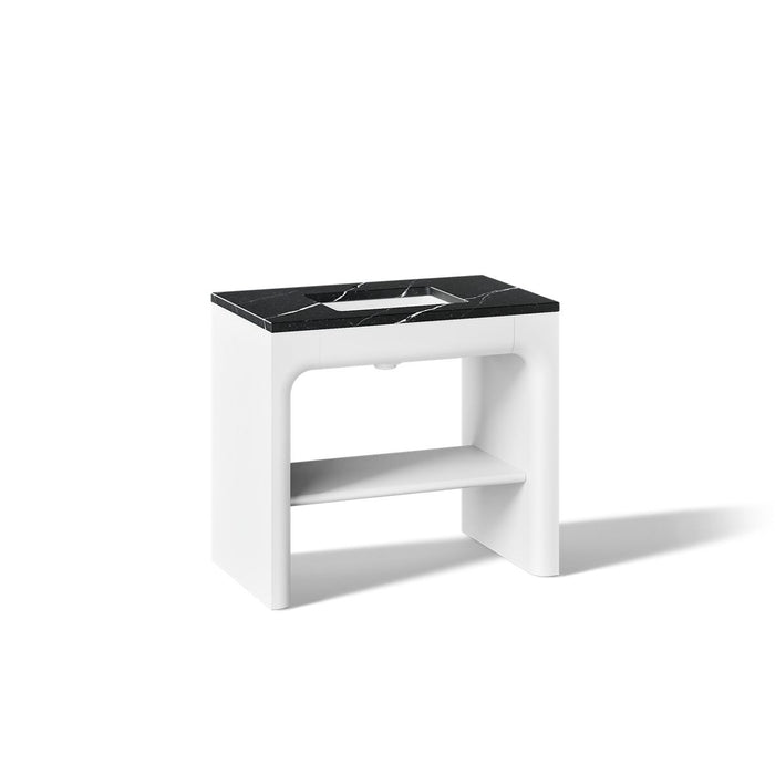 KOHLER K-CM39272-BD1 Statement 36" Console-style Bathroom Vanity Set with Sink and Quartz Top, White - 3/4 view of product