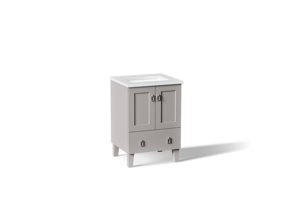 KOHLER K-CM99527-BD1 Poplin 24" bathroom vanity cabinet with sink and quartz top, mohair grey