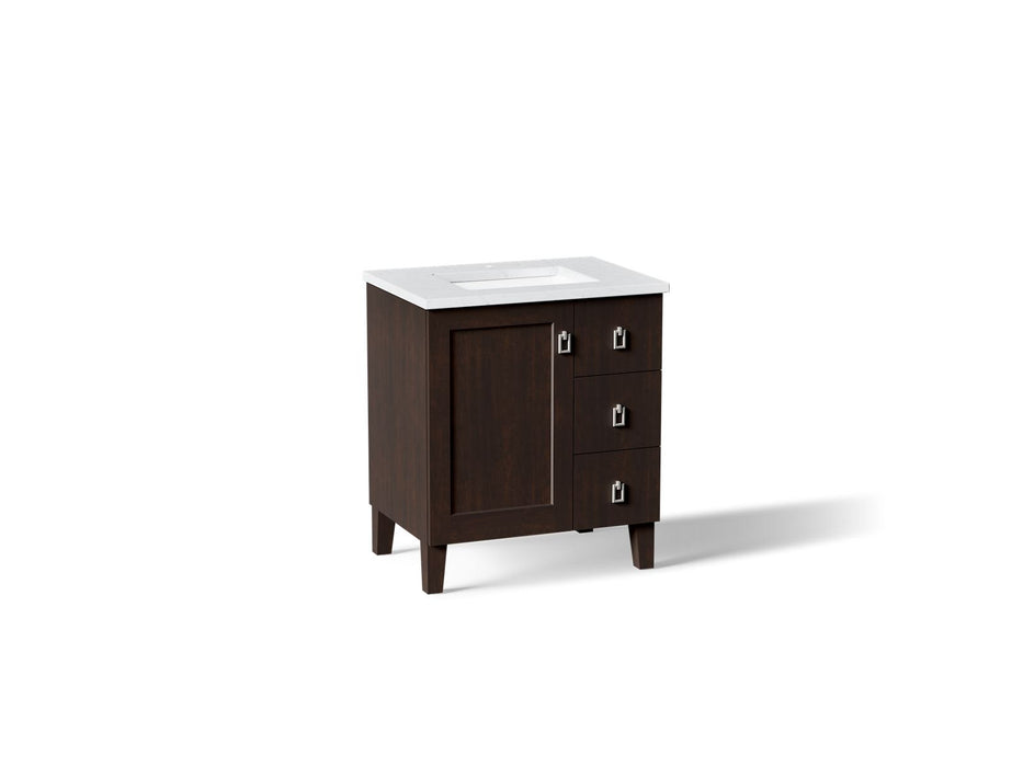 KOHLER K-CM99530-BD1 Poplin 30" bathroom vanity cabinet with sink and quartz top, claret suede