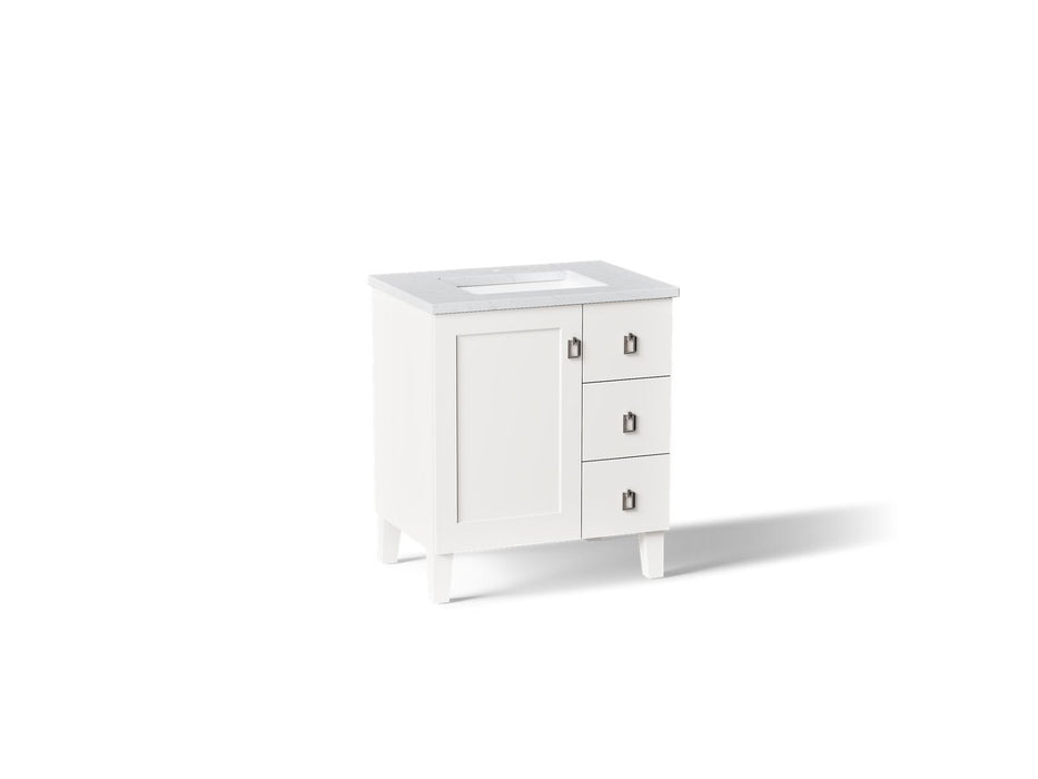 KOHLER K-CM99530-BD1 Poplin 30" bathroom vanity cabinet with sink and quartz top, linen white