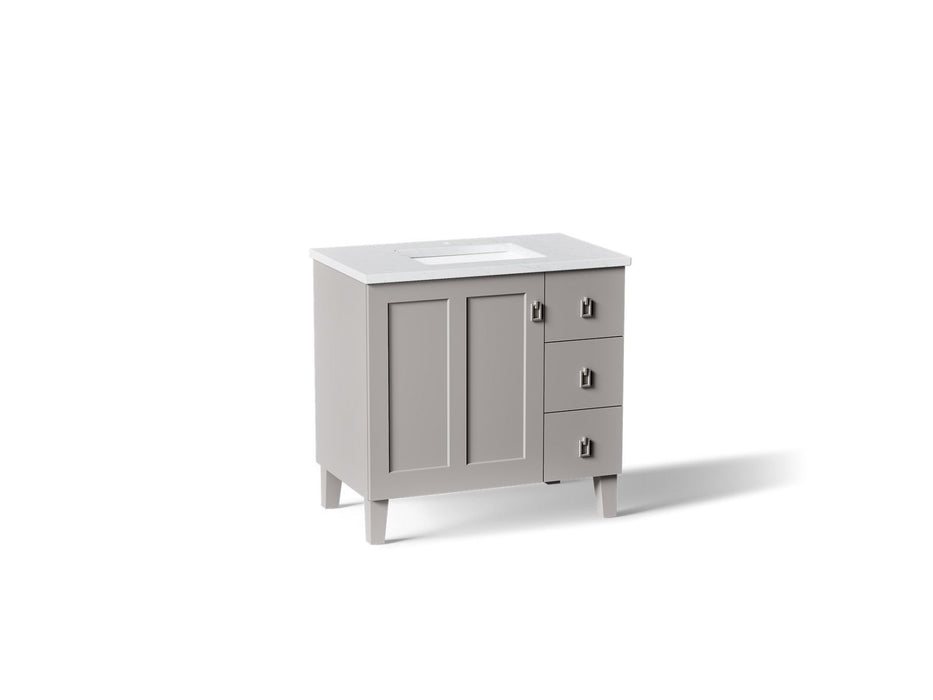 KOHLER K-CM99533-BD1 Poplin 36" bathroom vanity cabinet with sink and quartz top, mohair grey