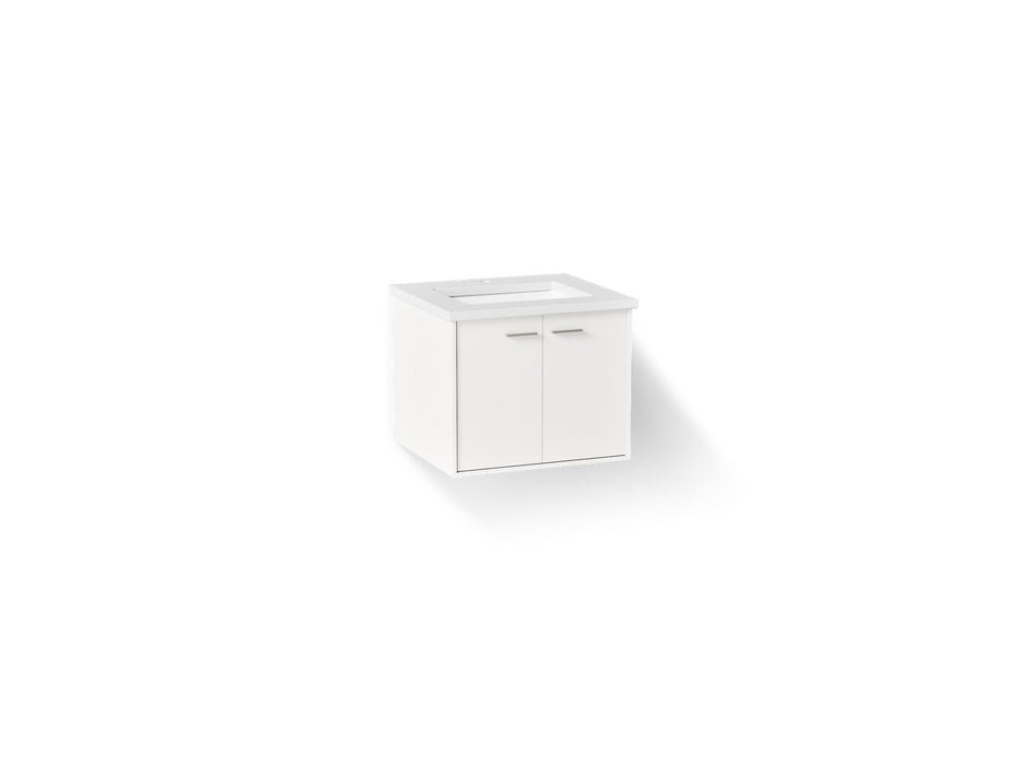 KOHLER K-CM99539-BD1 Jute 24" wall-hung bathroom vanity cabinet with sink and quartz top, linen white
