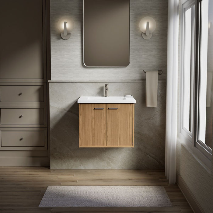 KOHLER K-CM99539-BD1 Jute 24" wall-hung bathroom vanity cabinet with sink and quartz top, walnut flax - view 5