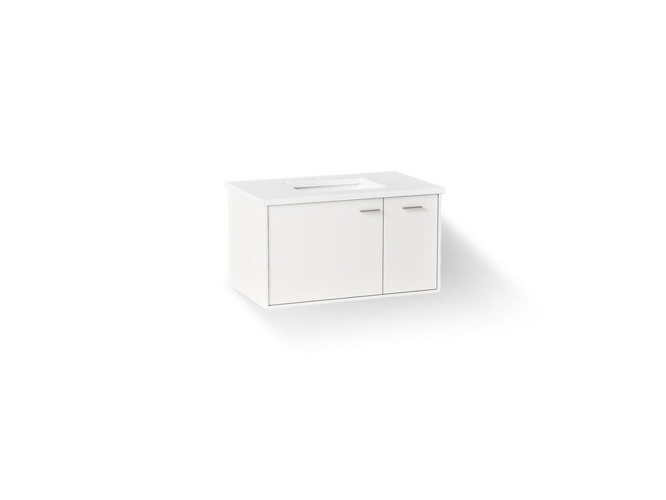 KOHLER K-CM99543-BD1 Jute 36" wall-hung bathroom vanity cabinet with sink and quartz top, linen white